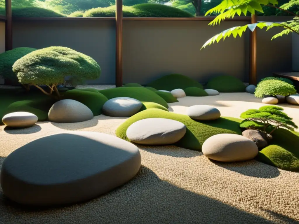 Un jardín de rocas japonés sereno y minimalista con consejos de Feng Shui para sanar