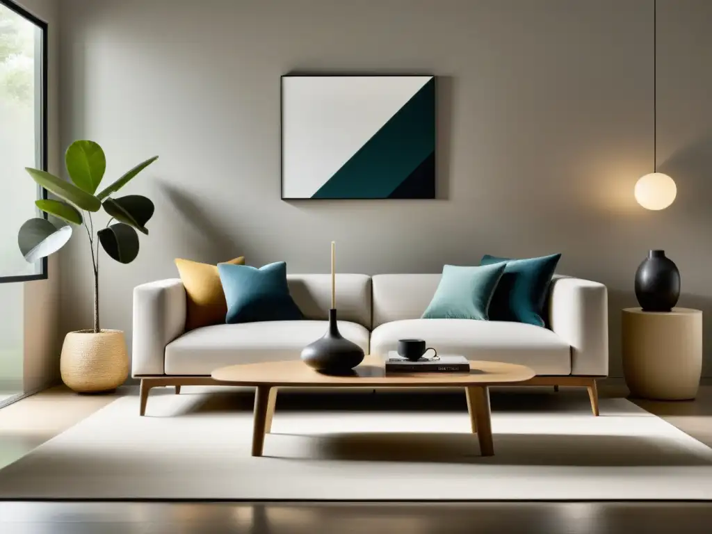 Decoración Feng Shui para el hogar: sala minimalista con muebles inteligentemente dispuestos para flujo de energía óptimo y ambiente tranquilo