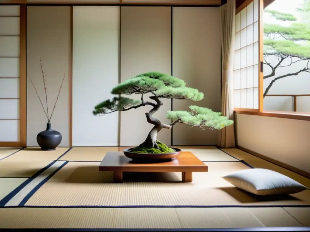 Una sala de estar minimalista y tranquila, inspirada en Japón, con la importancia del orden en Feng Shui