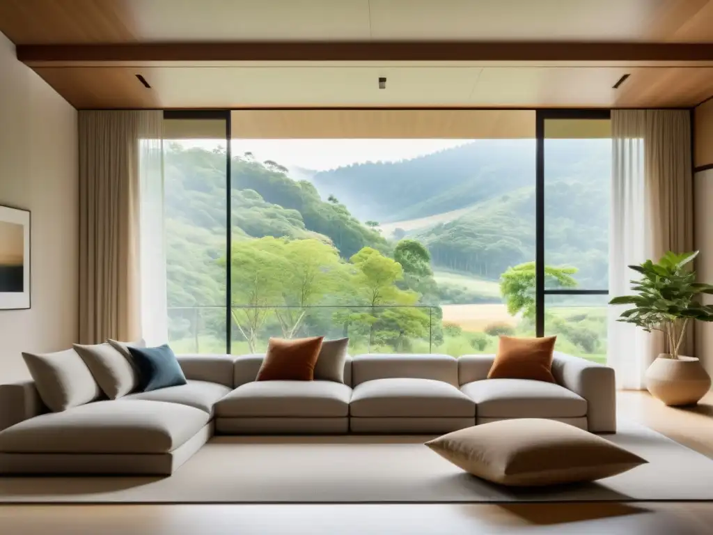 Una sala serena con ventilación natural y decoración en armonía con el Feng Shui