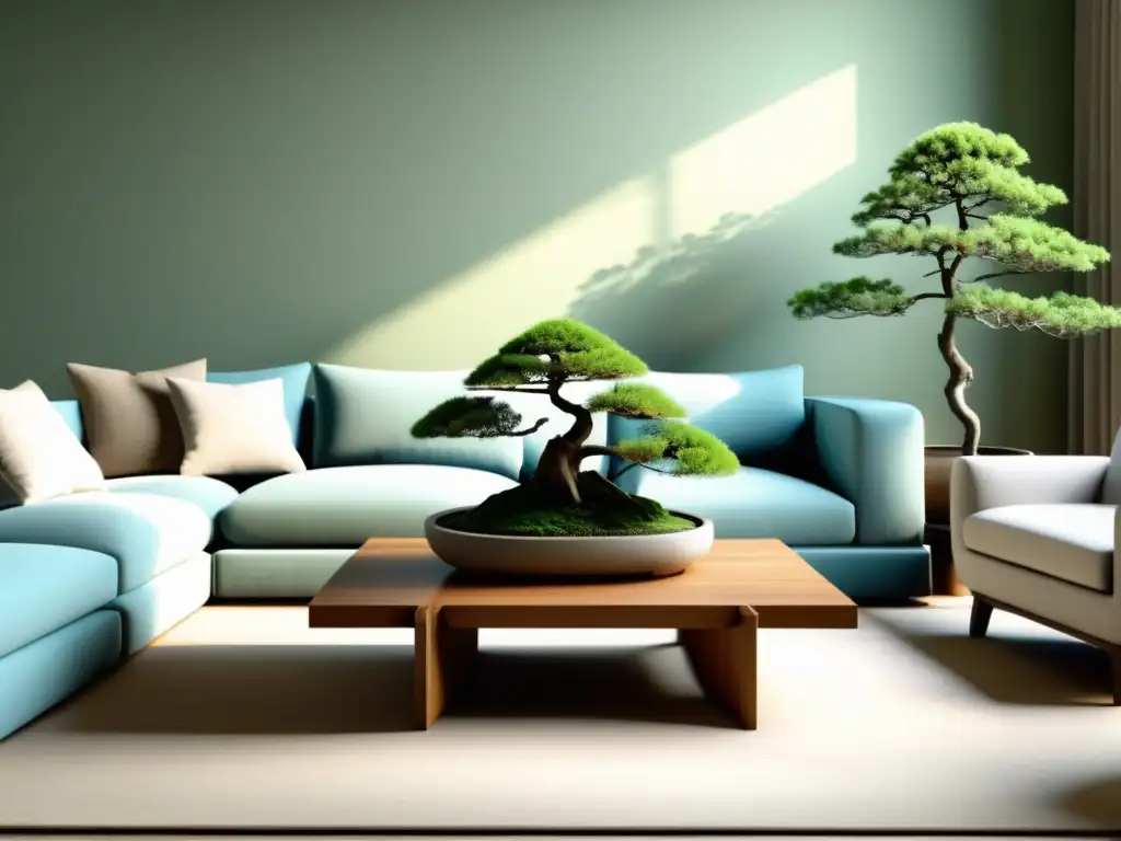 Salón minimalista y armonioso según Feng Shui Salón armonizado con Feng Shui, equilibrio y tranquilidad en decoración minimalista y serena