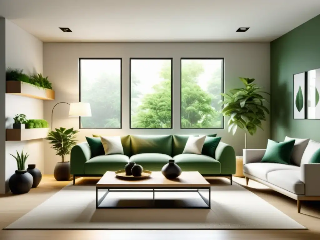 Un salón minimalista con armonía Feng Shui