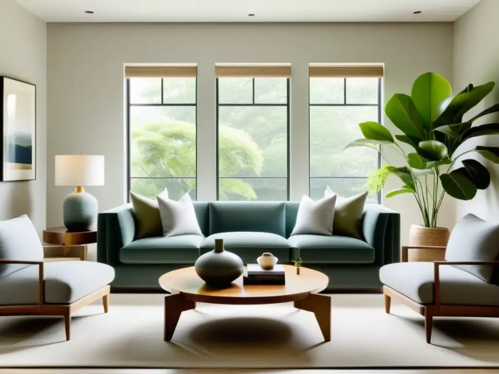 Salón minimalista armonizado según Feng Shui para armonizar hogar con luz natural y equilibrio en decoración