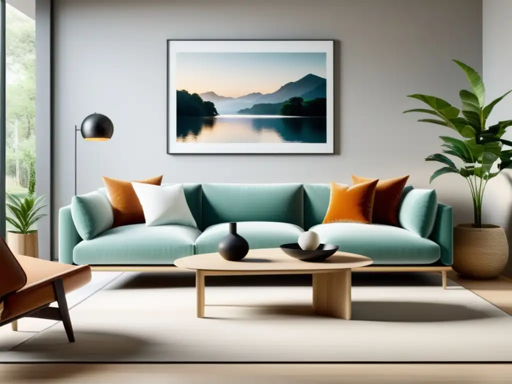 Salón minimalista con equilibrio Feng Shui para organizar el espacio y crear armonía