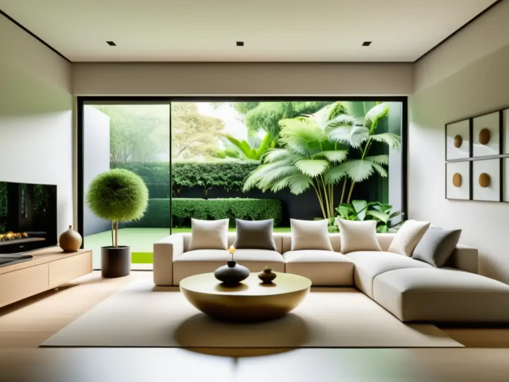 Salón minimalista con Feng Shui para la felicidad en el hogar