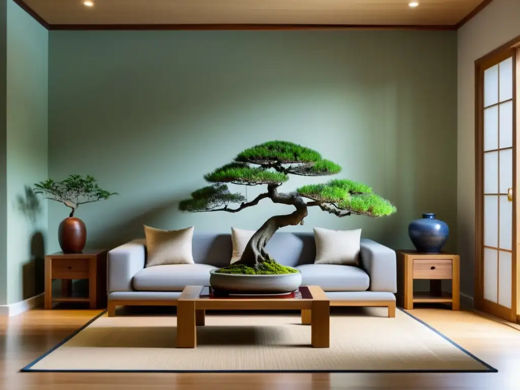 Un salón minimalista con decoración tradicional vietnamita, diseño hogar feng shui Vietnam, armonía y equilibrio