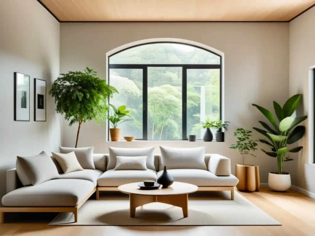 Salón minimalista con ubicación de muebles según Feng Shui, armonía y tranquilidad en la decoración