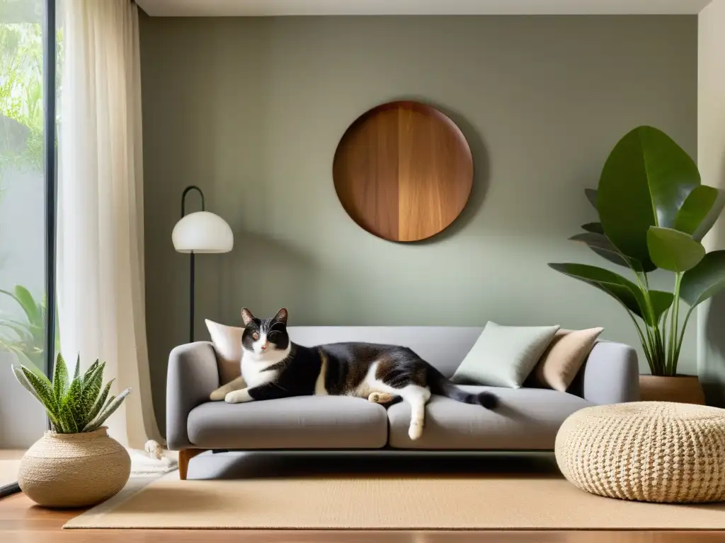 Un salón sereno con luz natural y decoración equilibrada en tonos terrosos