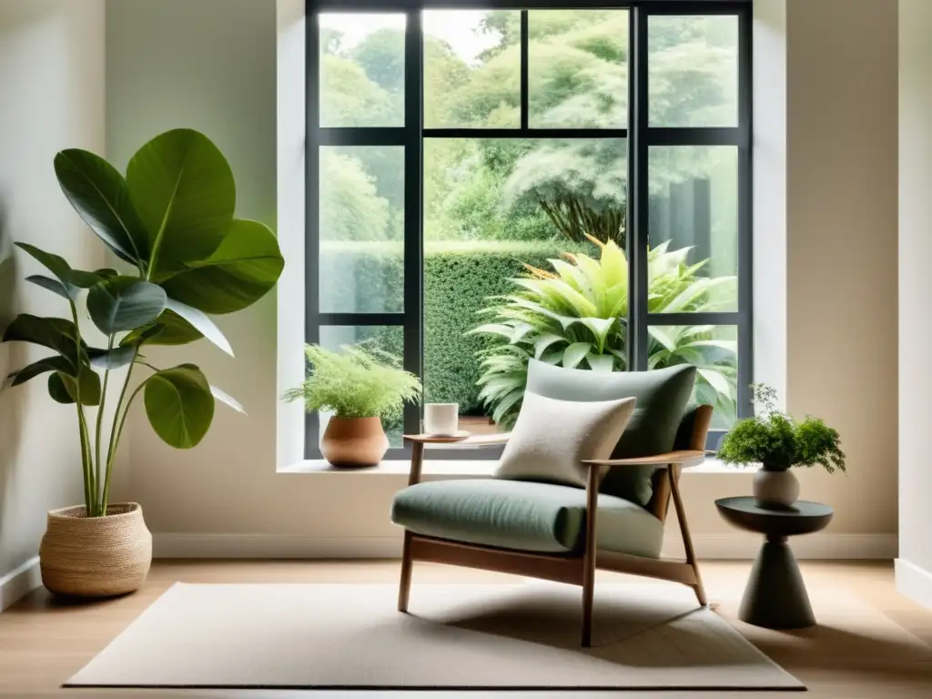 Un santuario sereno con ventana al jardín, luz natural, decoración minimalista y consejos Feng Shui diseño santuario