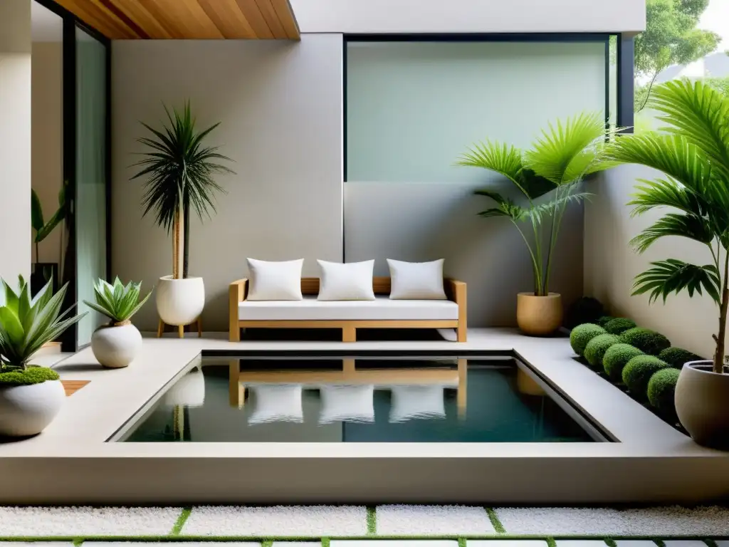 Una terraza minimalista renovada con técnicas Feng Shui, creando armonía y equilibrio