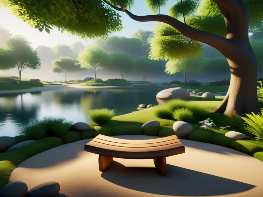 Un jardín tranquilo en realidad virtual invita a la armonización con Feng Shui y la naturaleza serena