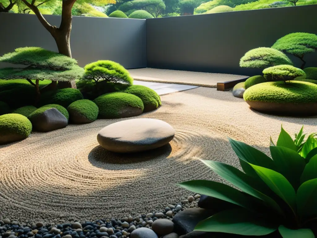 Tranquilo jardín de rocas japonés, promoviendo armonía interior