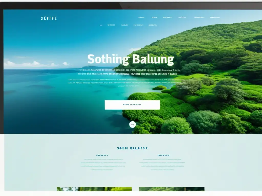 Homepage web con diseño equilibrado, tonos azules y verdes transmiten tranquilidad y armonía
